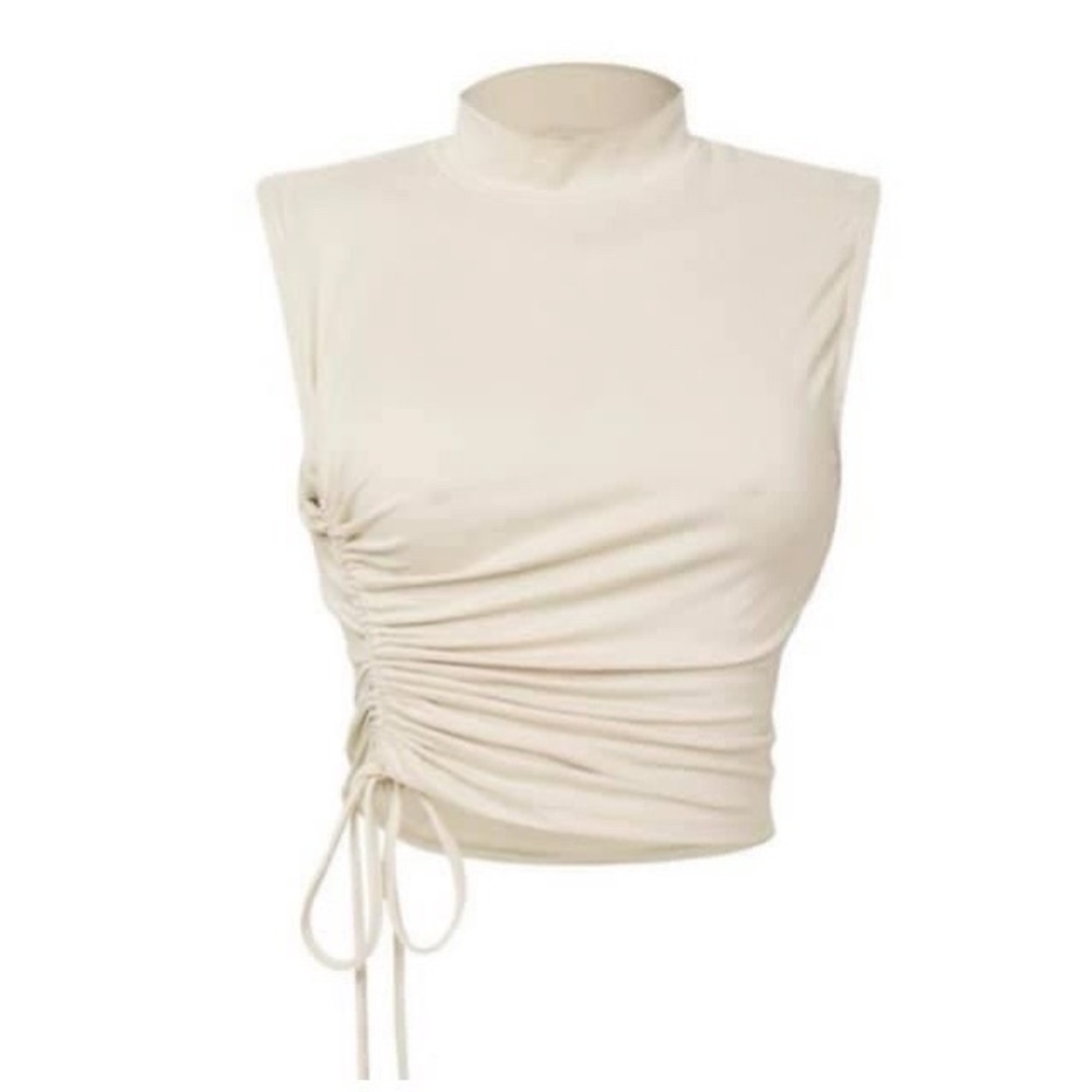 Cream Ruched Crop Top